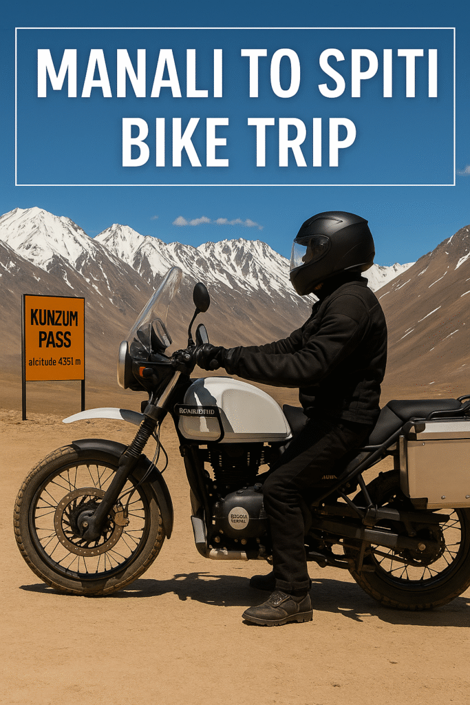 Royal Enfield rider on Manali to Spiti bike trip at Kunzum Pass