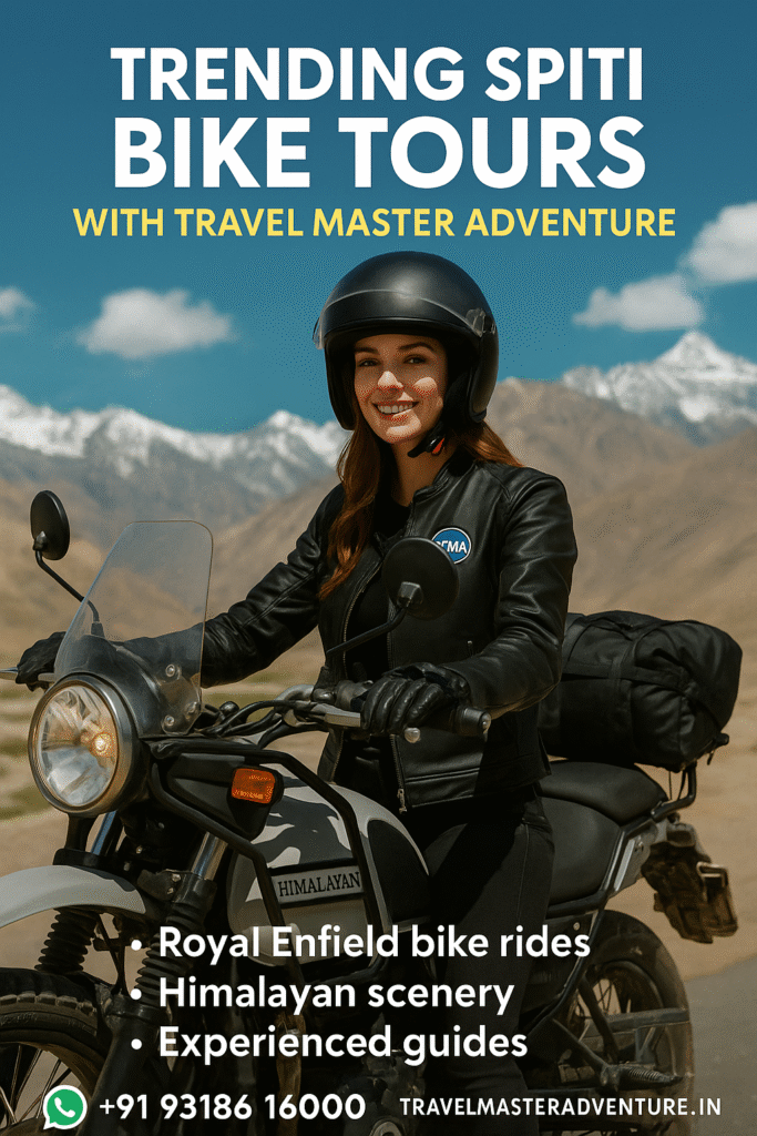 Spiti bike tours with TMA – Royal Enfield rides, Himalayan scenery, and expert support.

