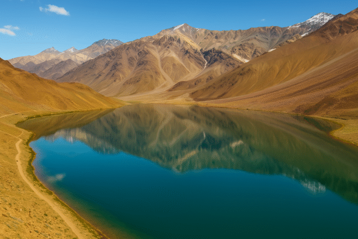Spiti Valley film shoot locations Chandratal Lake reflection