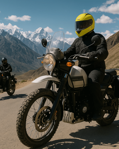 👉 Riders on Royal Enfield bikes during Himalayan motorcycle tours in India with Travel Master Adventure (TMA)